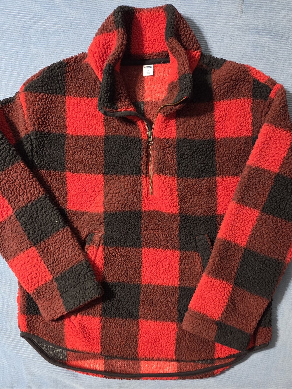 Old Navy Red and Black Buffalo Check Sherpa Pullover